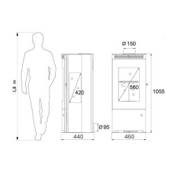Talma tri-Vision Supra 9,1kW Estufa de leña