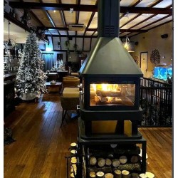 Cheminée centrale à bois Huelva 4 Vitres Bronpi 16 kW