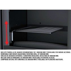 Chimenea de leña frontal Lisboa Vision Bronpi 11 kW con Bücher