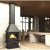Chimenea de leña frontal Lisboa Vision Bronpi 11 kW con Bücher