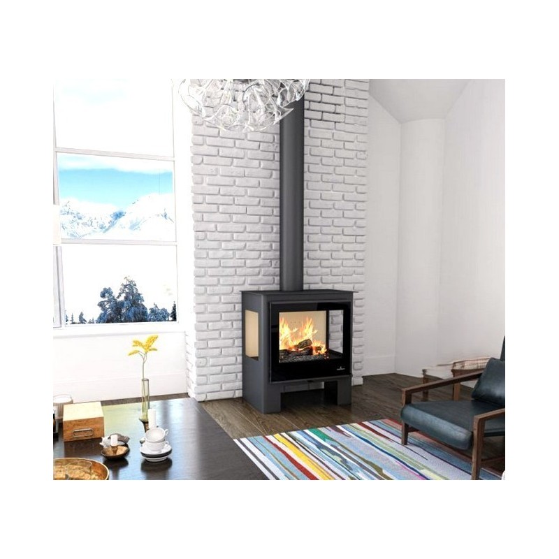 Salamandra a lenha Loreto 14kW Bronpi com 3 lados envidraçados
