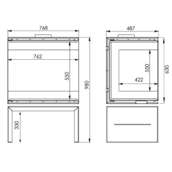 Skandinavischer Holzofen 65 A.Caminetti 3-seitig verglast