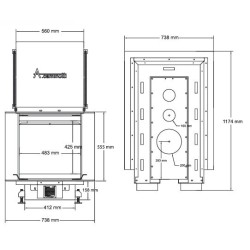 Insert Foyer à bois Crystal  vitre relevable 3D Max A.Caminetti