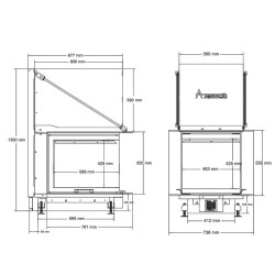 Insertar Chimenea de Madera Cristal 3D Levantable 50x60 A.Caminetti