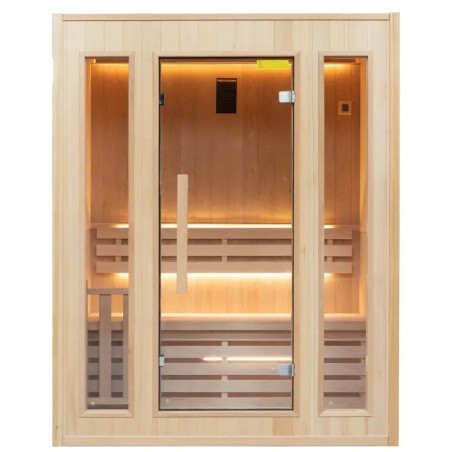 Sauna de vapor Zen 3 asientos Pack completo 4.5kW Black Wall LED France Sauna