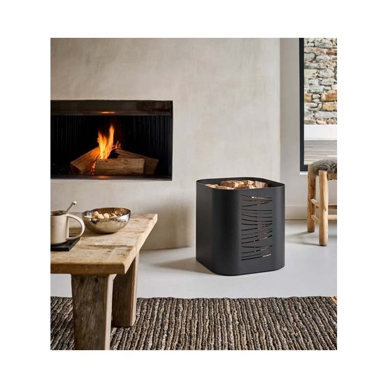 Suporte para Lenha Taikal Aço Preto Fosco Dixneuf Design