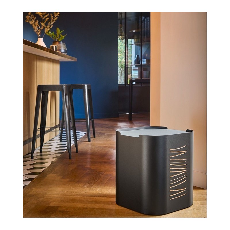 Almacenamiento de pellets de madera Stepia Black Ice Grey Dixneuf Design