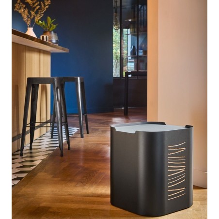 Wood Pellet Storage Stepia Black Ice Grey Dixneuf Design