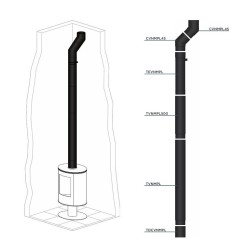 Kit de raccordement conduit de fumée pour poêles à bois vertical sortie dessus Bofill
