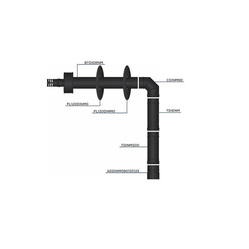 Kit di connessione concentrica orizzontale uscita a ventosa in parte superiore Bofill