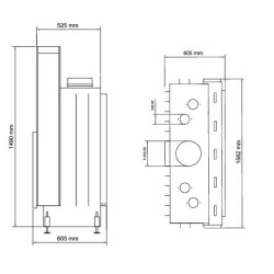 Interior de chimenea de leña plano 120x50 A.Caminetti