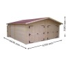 Garagem de madeira maciça 6.30x6.60m dupla Habrita 42 m² Vermont