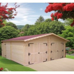 Double 6.30x6.60m solid wood garage Habrita 42 m2 Vermont