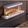 Lareira elétrica Lumen 1200 com moldura de pedra cinza em La Nordica