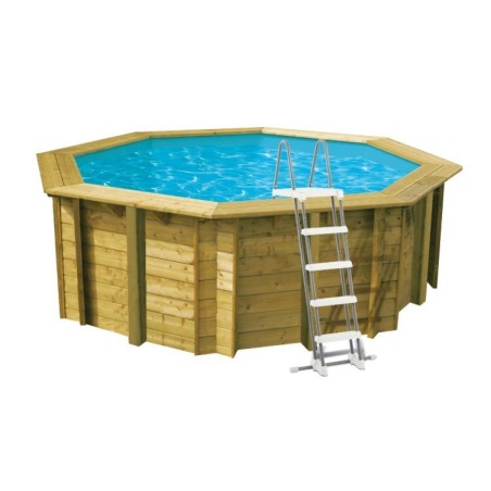 Piscine Bois Sunwater 410 All in One Ubbink Liner bleu