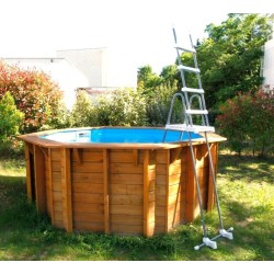 Piscine Bois Sunwater 410 All in One Ubbink Liner bleu