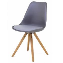 Lot de 2 Chaises Grise Piétement Chêne KosyForm