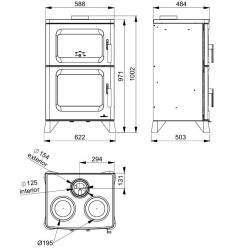 Hilton-C 16 kW Bronpi Holzofen mit Ofen und Herd