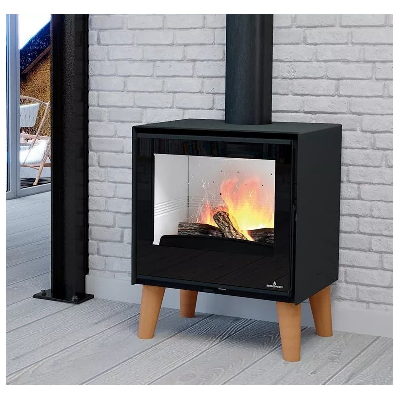 Aru 12,5kW Bronpi Fogão a Lenha com Pernas de Madeira