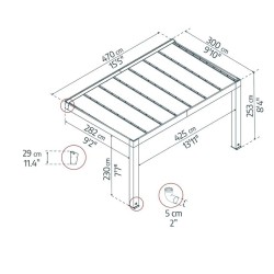 Pérgola Lean-to de 3x6m em madeira de cedro de Helsinque Canopia de controle solar