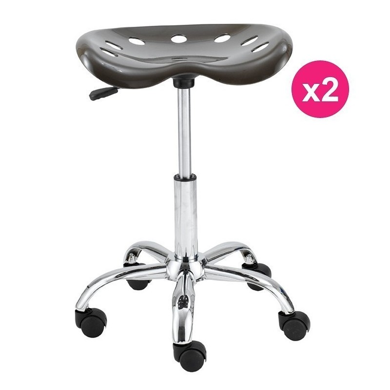 Lot de 2 Tabourets de Bureau Gris Foncé KosyForm