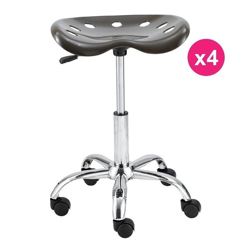 Lot de 4 Tabourets de Bureau Gris Foncé KosyForm