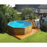Schwimmbad, achteckiges Holz 397 H116 cm, Cadiz Weka, Zimmer und Treppe