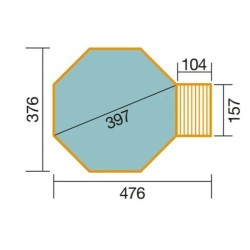 Schwimmbad, achteckiges Holz 397 H116 cm, Cadiz Weka, Zimmer und Treppe