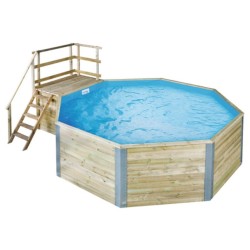 Piscina ottagonale in legno 500 H116cm Canaria Weka con sala tecnica e scala