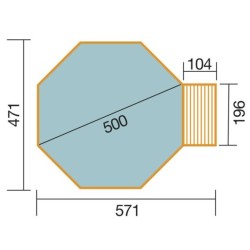Piscina octogonal de madera 500 H116cm Canaria Weka con sala técnica y escaleras