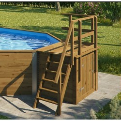 Piscina Octogonal de Madeira Milos Weka 714 x 376 H116cm com Sala Técnica e Escada
