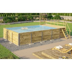 Piscine Bois rectangle 650 x 490 H116cm Naxos Weka avec Terrasse et escalier