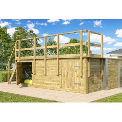 Piscine Bois rectangle 490 x 315 H116cm Fira Weka avec Local technique et escalier