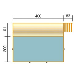 Rechteckiges Holzbecken 490 x 315 H116 cm Fira Weka mit Terrasse und Sandfolie