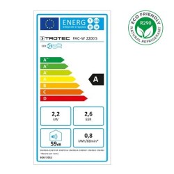 Wandmontierte Klimaanlage Trotec PAC-W 2200 S Wifi bis zu 75 m³
