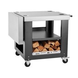 Forno de pizza a lenha Oveneat LUX 2 com carrinho cinza