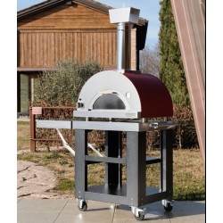 Oveneat LUX 2 Red Wood Pizza Oven with Trolley