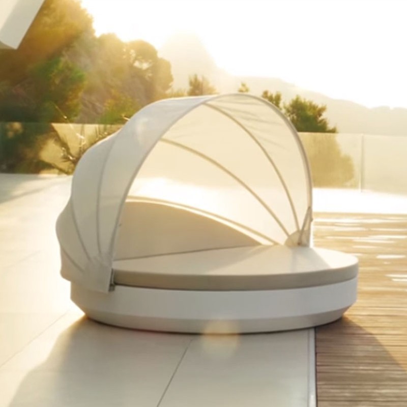 Bain de Soleil Vela Daybed Vondom  Blanc Mat Rond Inclinable Parasol