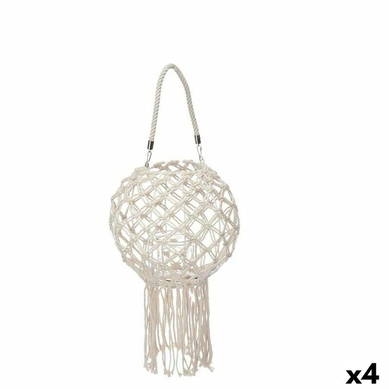 Farol Gift Decor JC18-19097PC Blanco Algodón Cristal Macramé 26 x 66 x 26 cm (4 Unidades) Farol Gift Decor JC18-19097PC Blanco Algodón Cristal Macramé 26 x 66 x 26 cm (4 Unidades)