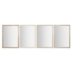 Specchio da parete Home ESPRIT Bianco Marrone Beige Grigio 66 x 2 x 92 cm (4 Unità)