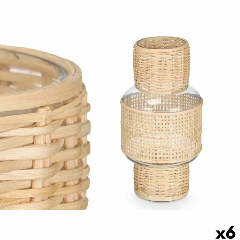 Portavelas Gift Decor SG-29653 Transparente Natural Vidrio Ratán 15,5 x 31 x 15,5 cm (6 Unidades) Portavelas Gift Decor SG-29653 Transparente Natural Vidrio Ratán 15,5 x 31 x 15,5 cm (6 Unidades)
