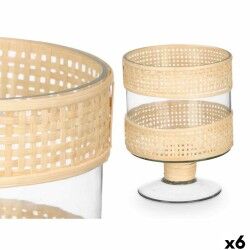 Portavelas Gift Decor SG-29685 Transparente Natural Vidrio Ratán 15 x 20 x 15 cm (6 Unidades)