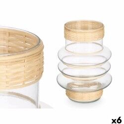 Portavelas Gift Decor SG-29857 Transparente Natural Vidrio Ratán 18 x 24 x 18 cm (6 Unidades)