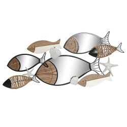 Espejo de pared Home ESPRIT Negro Natural Peces 83 x 5,5 x 36 cm