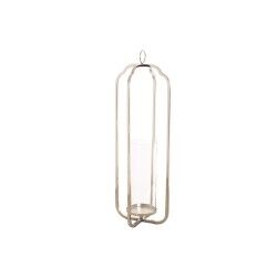 Portavelas Home ESPRIT Plateado Cristal Acero 21 x 21 x 62 cm