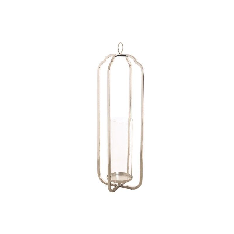 Portavelas Home ESPRIT Plateado Cristal Acero 21 x 21 x 62 cm