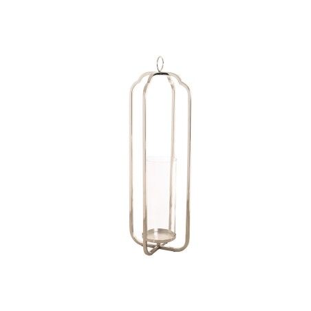 Portavelas Home ESPRIT Plateado Cristal Acero 21 x 21 x 62 cm