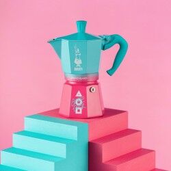Cafetera Italiana Bialetti Azul Rosa Aluminio Termoplástico 6 Tazas