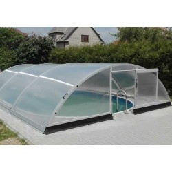 Mittelhohe Teleskop-Poolüberdachung 394x642x137 Trend3 Azuro Abrilios