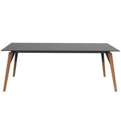 Table Vondom Faz Wood plateau 200x100 Blanc et Pieds Chêne Naturel